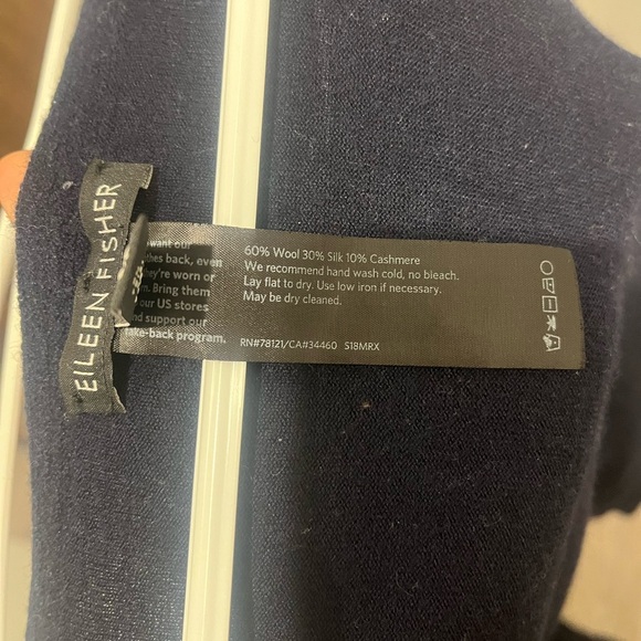 Eileen Fisher Blue Lightweight Open Cardigan Sweater Wool Silk Cashmere Small - Picture 6 of 6